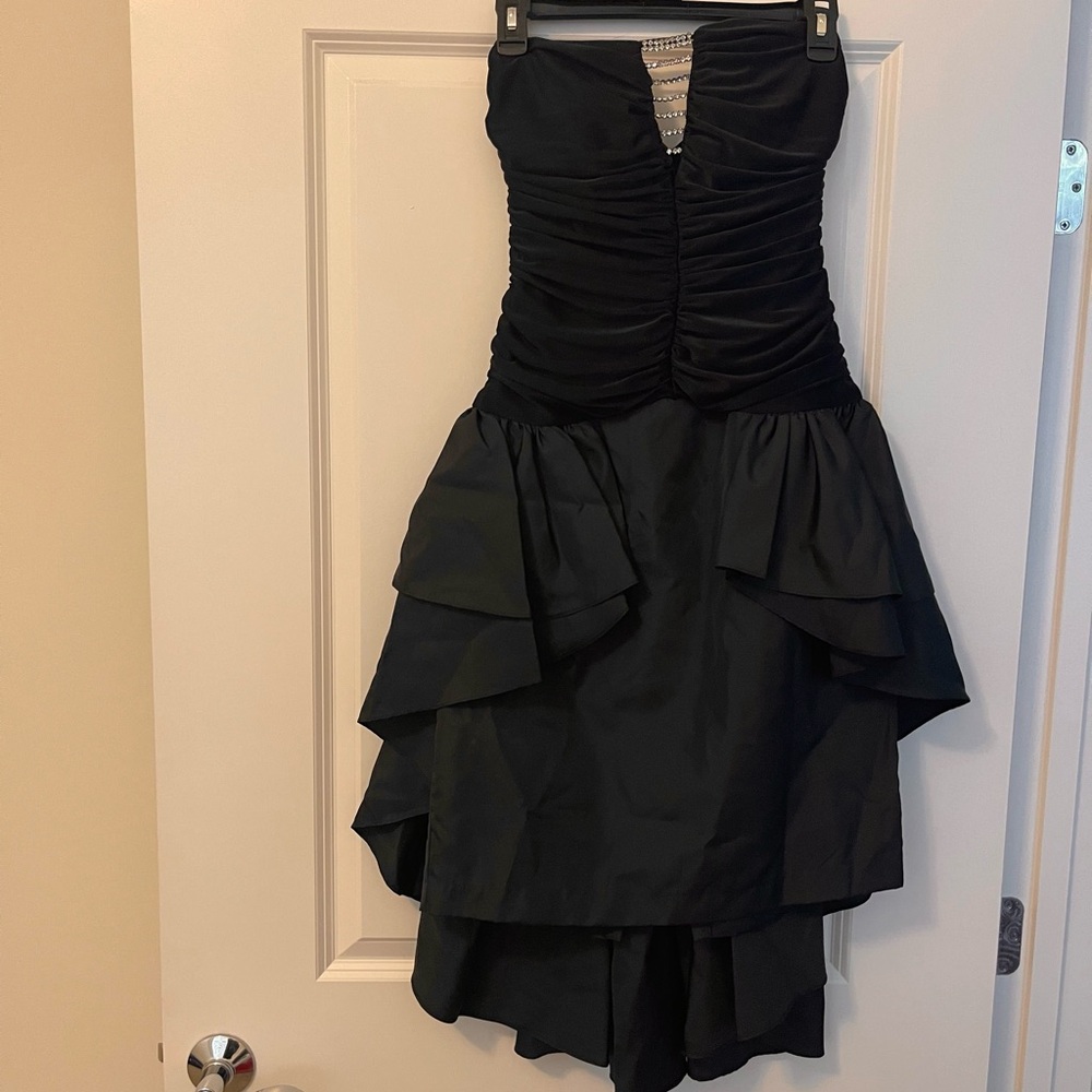 80s Classy Vtg Blk Strapless Party Dress